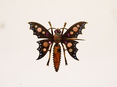Lot 303 - Multi-gem butterfly brooch
