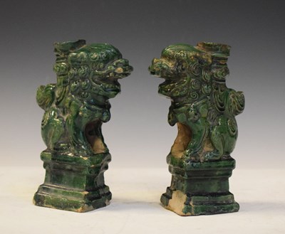 Lot 346 - Pair of Chinese green-glazed Dogs of Fo