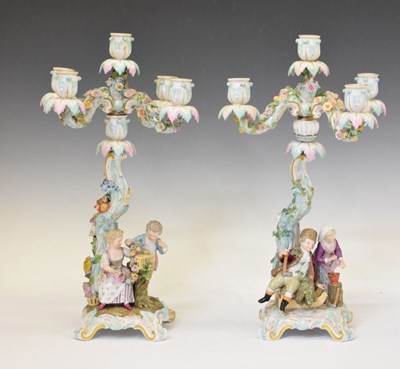 Lot 461 - Pair of Meissen candelabra