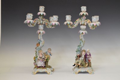 Lot 461 - Pair of Meissen candelabra