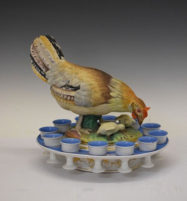 Lot 333 - Unusual porcelain 'hen on nest' egg cruet