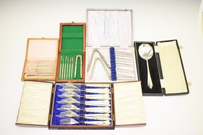 Lot 225 - Cased silver-handled cutlery, etc