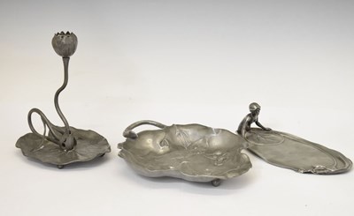 Lot 208 - Three pieces of Continental Art Nouveau pewter