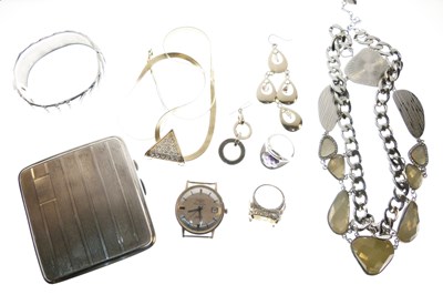 Lot 85 - Assorted jewels, watches, and cigarette case