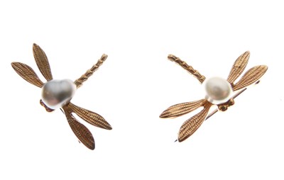 Lot 37 - Pair of dragonfly brooches