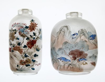 Lot 425 - Two Chinese glass interior-painted snuff bottles