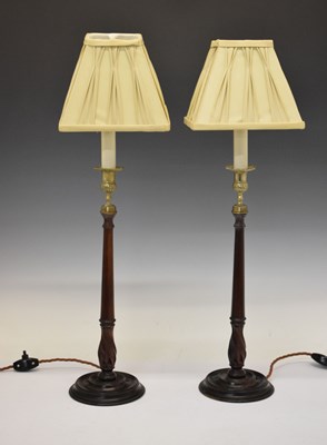 Lot 278 - Pair of treen table lamps in the Regency taste