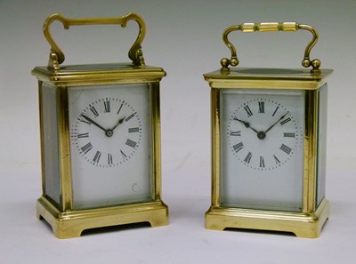 Lot 423 - Two brass carriage clocks