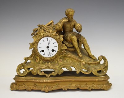 Lot 420 - French gilt spelter mantel clock