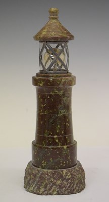 Lot 252 - Cornish serpentine lighthouse table lamp