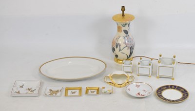 Lot 344 - Floral decorated ceramic table lamp, etc