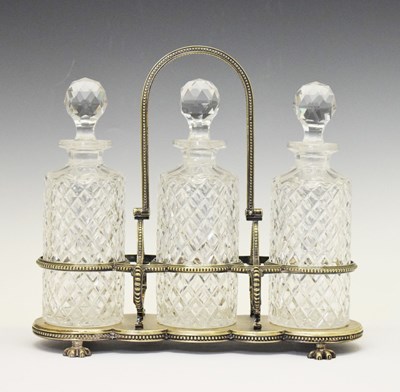 Lot 192 - Silver plated three division decanter stand