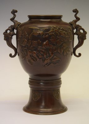 Lot 435 - Japanese bronze two handled vase