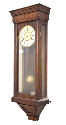 Lot 367 - Inlaid walnut wall clock circa 1900