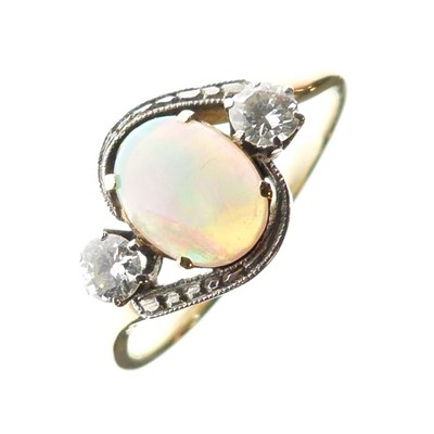 Lot 288 - Opal and diamond three-stone ring