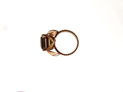 Lot 12 - '14K' yellow metal brown topaz ring and pendant