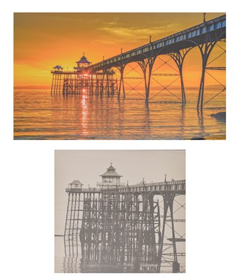 Lot 441 - Sepia photographic print of Clevedon Pier