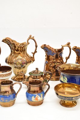 Lot 397 - Extensive collection of copper lustre pottery