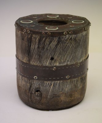 Lot 232 - Coin mounted novelty wooden pot