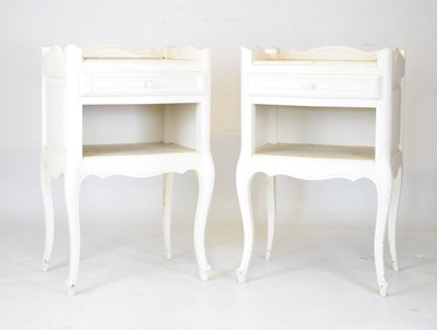 Lot 572 - Pair of French-style white painted bedside cabinets