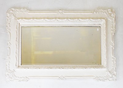 Lot 574 - White painted beveled edge wall mirror