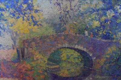 Lot 452 - Ann Parkin - Two oils on board - 'Priston Church' and 'Brecon Canal' (2)