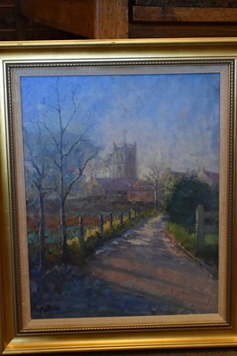 Lot 452 - Ann Parkin - Two oils on board - 'Priston Church' and 'Brecon Canal' (2)