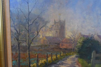 Lot 452 - Ann Parkin - Two oils on board - 'Priston Church' and 'Brecon Canal' (2)