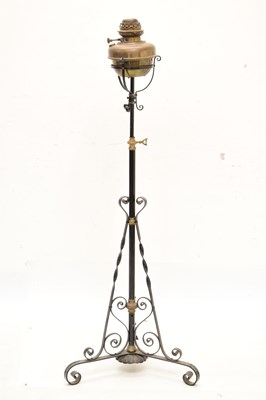 Lot 571 - Early 20th Century black painted adjustable standard lamp