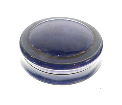 Lot 206 - Continental silver and blue enamel circular box