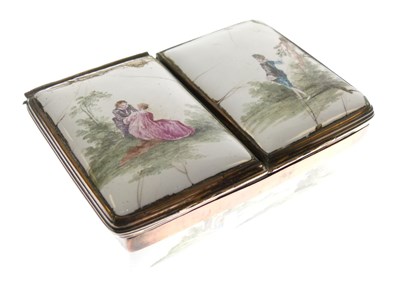 Lot 394 - 18th Century enamel box of two divisions