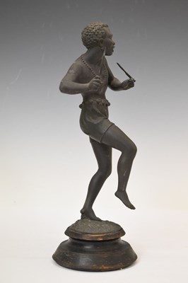 Lot 240 - Pair of spelter figures of African tribespeople dancing