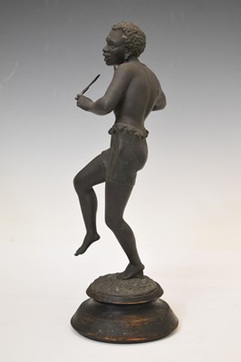 Lot 240 - Pair of spelter figures of African tribespeople dancing