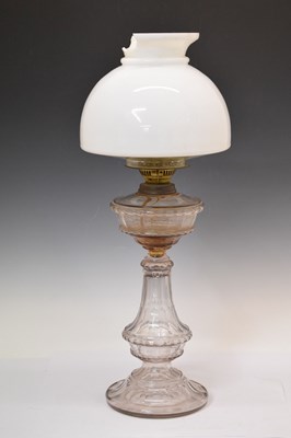 Lot 550 - Cut glass oil lamp with white glass shade