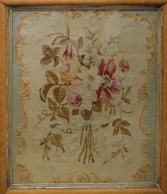 Lot 454 - Victorian needlework panel and later floral tapestry