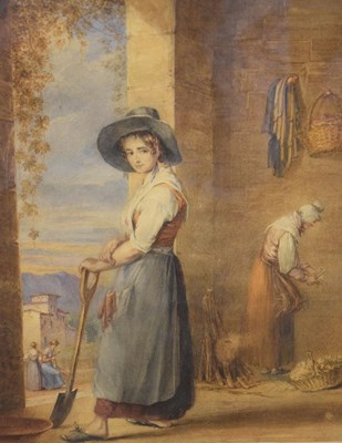 Lot 475 - 19th Century watercolour - Female gardener