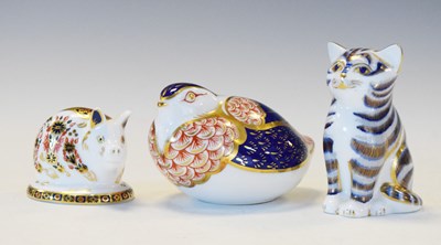 Lot 407 - Royal Crown Derby - Three animal paperweights