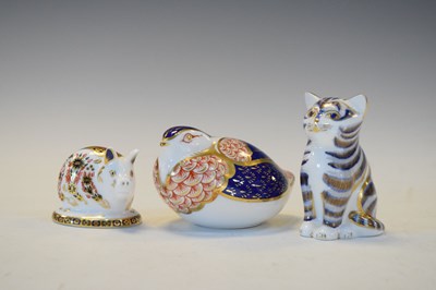 Lot 407 - Royal Crown Derby - Three animal paperweights
