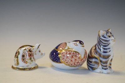 Lot 407 - Royal Crown Derby - Three animal paperweights