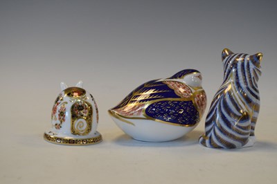Lot 407 - Royal Crown Derby - Three animal paperweights
