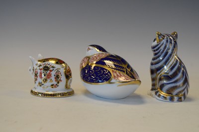 Lot 407 - Royal Crown Derby - Three animal paperweights