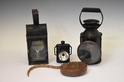 Lot 215 - Railway Interest - Quantity of lamps and tape measure