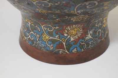 Lot 485 - Large Chinese cloisonne enamel lotus vase