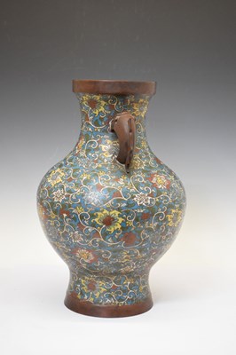 Lot 485 - Large Chinese cloisonne enamel lotus vase
