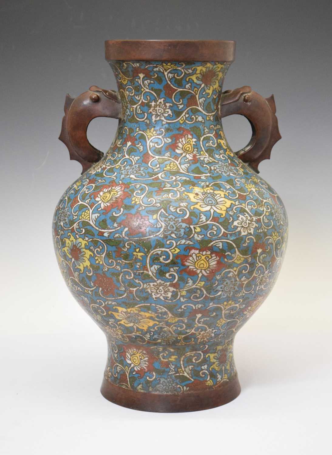 Lot 485 - Large Chinese cloisonne enamel lotus vase