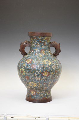 Lot 485 - Large Chinese cloisonne enamel lotus vase