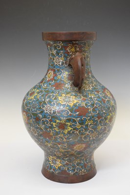 Lot 485 - Large Chinese cloisonne enamel lotus vase