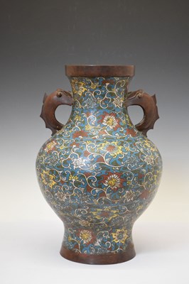 Lot 485 - Large Chinese cloisonne enamel lotus vase