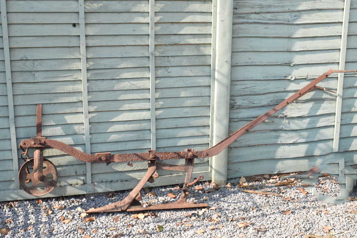 Lot 646 - Large iron plough