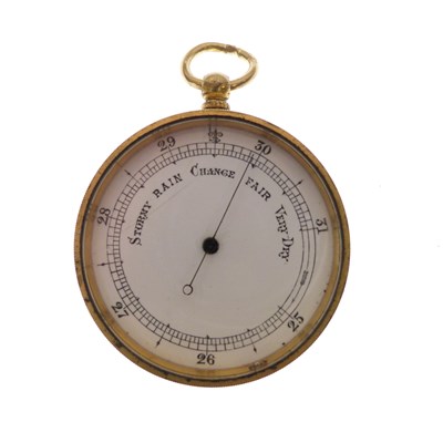 Lot 486 - Gilt metal cased pocket barometer